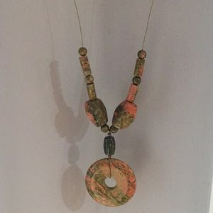Unakite necklace/earrings epidote feldspar/granite